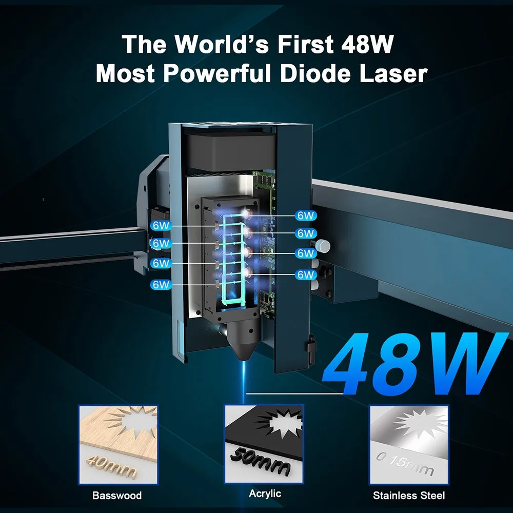 Laser engraver Longer B1 40W CNC laser engraving tool lazer cutter  wood metal glass DIY Auto Air Assist, 450x440mm, 36000mm/min