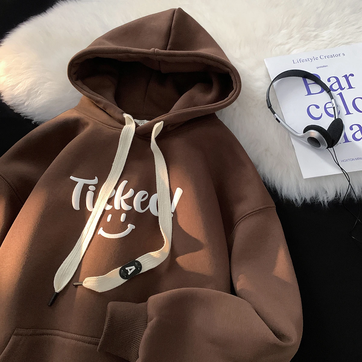 

Мужская толстовка оверсайз в американском ретро-стиле, осенняя утепленная флисовая куртка, модный брендовый худи для подростков, плотный топ с капюшоном