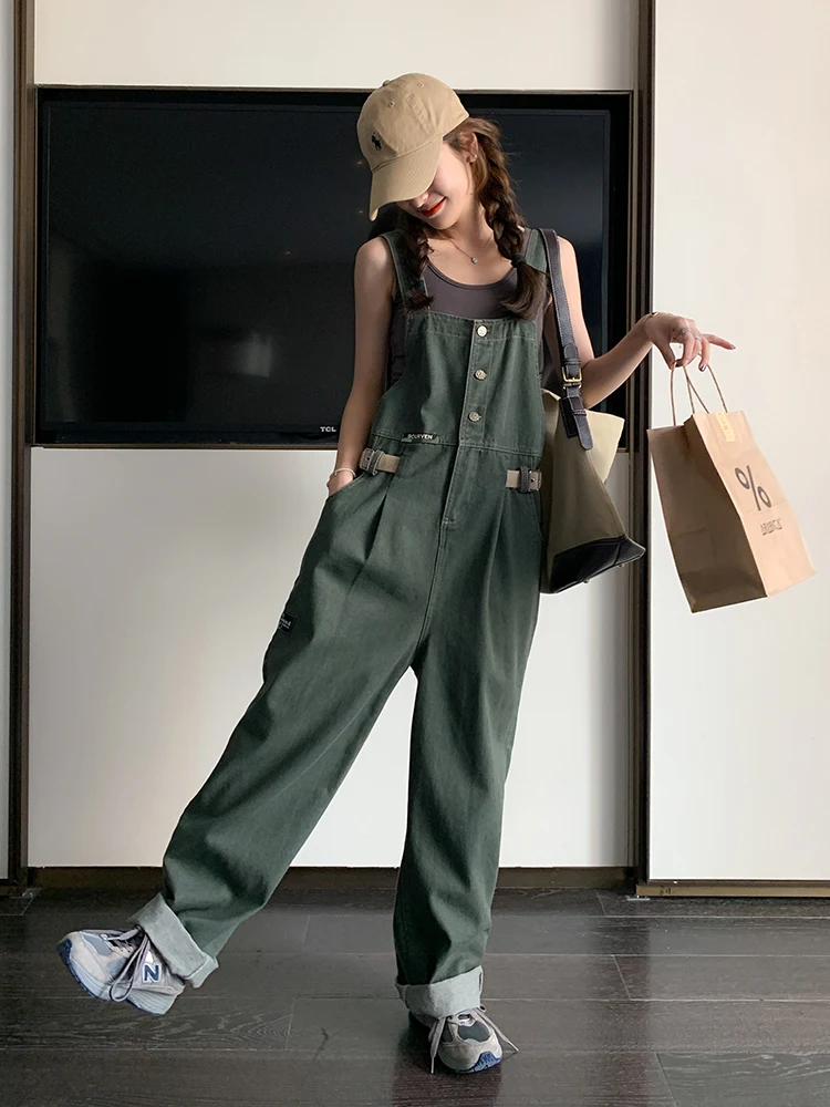 

Fashionable Korean Style Denim Overalls Women's Loose Casual Slimming Spring Autumn New Arrival Japanese Style High Waist Lon...