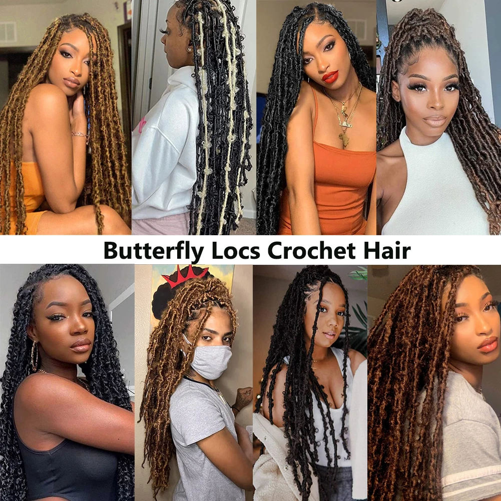 Dansama 18 24inch Synthetic Handmade Butterfly Locs Crochet Hair Distressed Faux Locs Crochet Braids Hair Extension For Woman