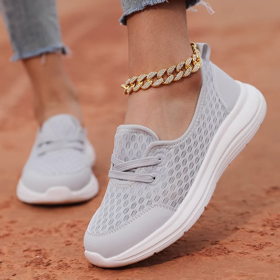 Sportschuhe Damen Sommer dünne atmungsaktive Mesh lässige Damenschuhe leichte stoßdämpfende Laufschuhe mit weichen Sohlen
