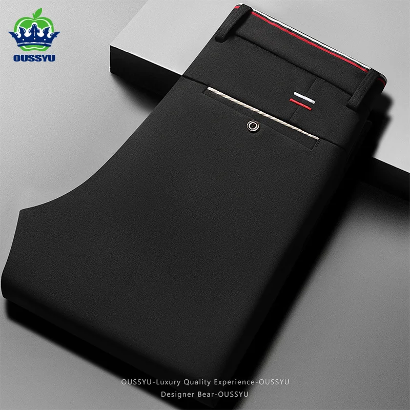 

2026 High Quality Summer Thin Men's Elastic Business Suit Pants Slim Straight Formal Trousers Stretch Casual Office Long Pants