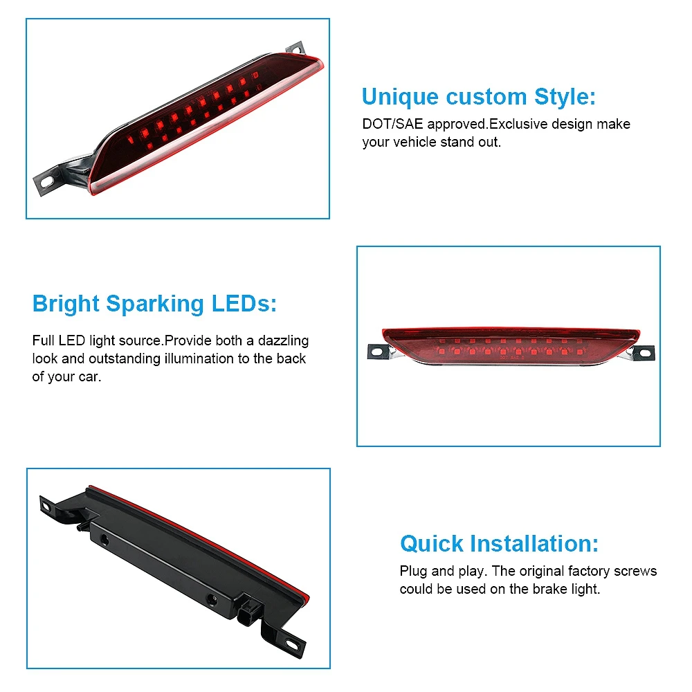 

Hot High Mount Rear Third Brake Light Stop Signal Lamp Red Lamp for Dodge Durango Caliber Jeep Compass G