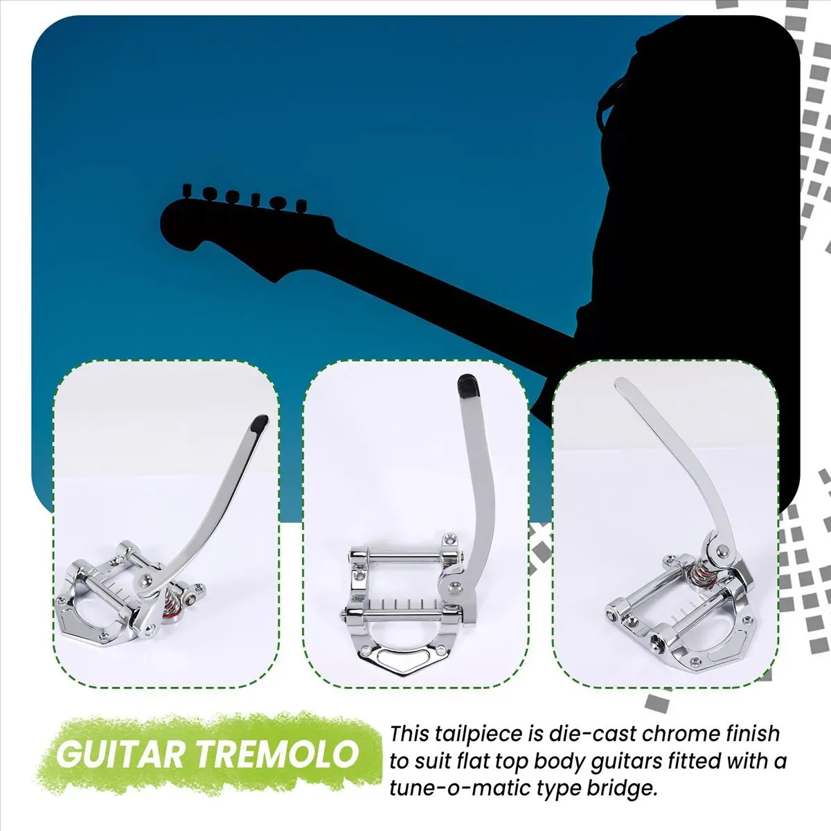 

Y79A HOT Guitar Vibrato Tailpiece Tremolo Flat Top Body Tremolo Unit Vibrato Bridge для электрогитар, LP, ETC (серебристый)