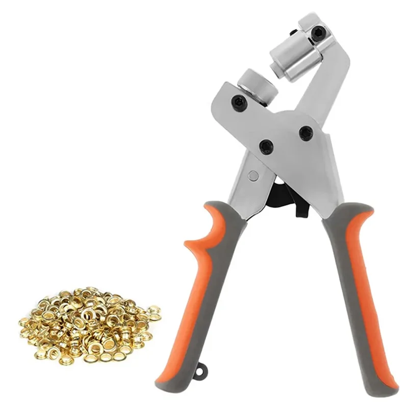 

A92P Grommet Tool Kit 6Mm Handheld Manual Hand Machine Hole Punch Plier With 20 Gold Grommets Eyelets