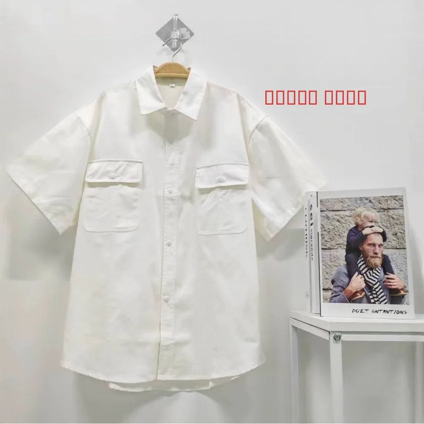 

Мужская повседневная рубашка, летняя новинка, в японском стиле, однотонная, дышащая, с коротким рукавом, в стиле ретро, из хлопка, свободного кроя