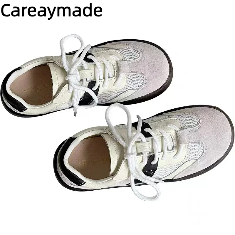 Careaymade-Genuine leather women's Mesh casual soft sole shoes,comfortable breathable cowhide flat soles single shoes Zapatos