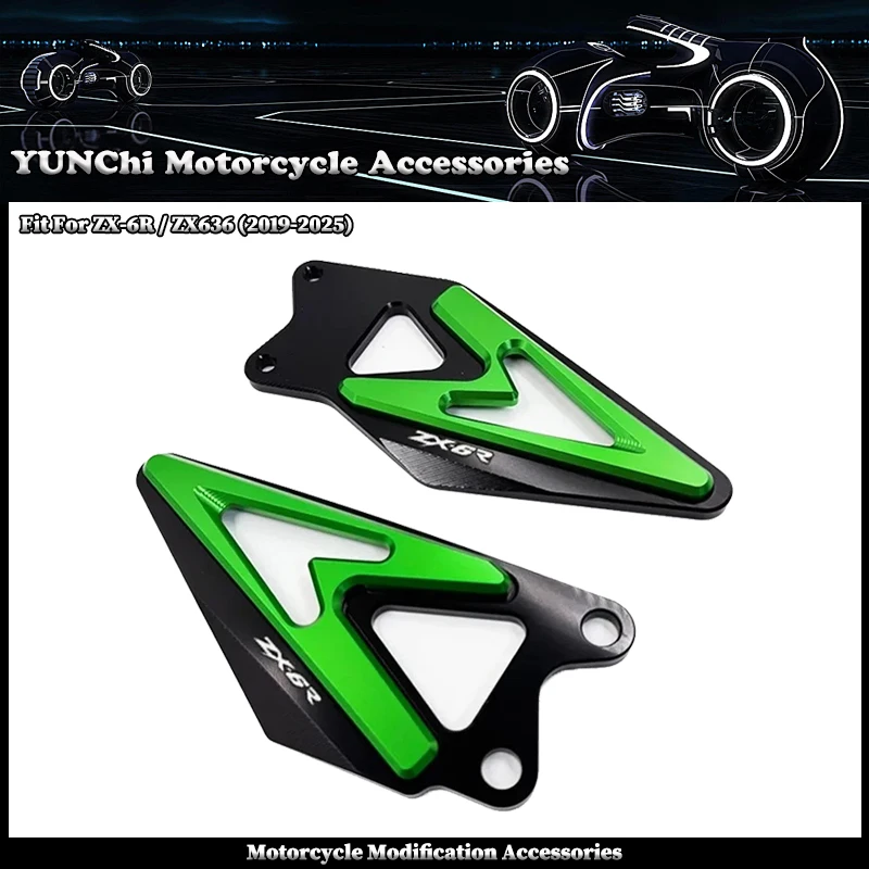 Fit For KAWASAKI ZX6R ZX636 ZX-6R ZX-636 2019-2025 ZX 636 R Motorcycle Footrest Heel Guard Cove Rearsets Foot Rest Peg Protector