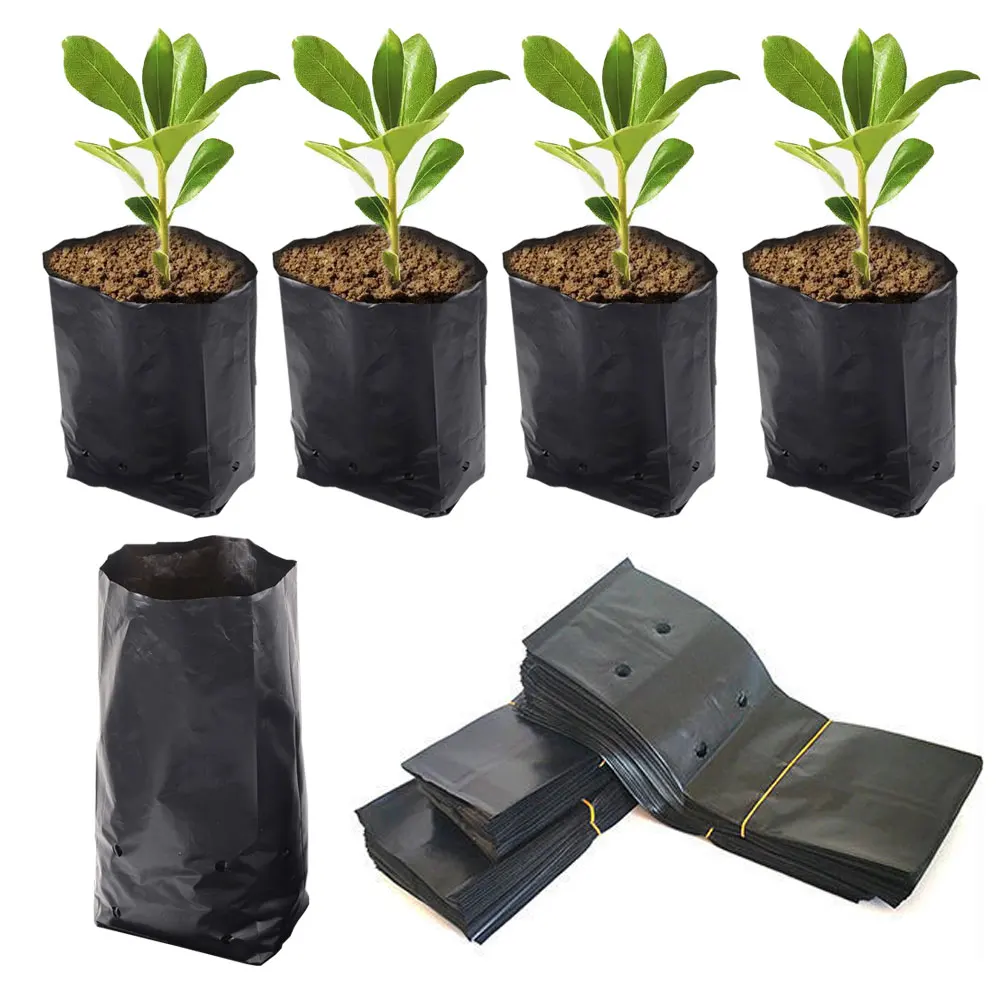 10PCS PE Plant Grow Bag Seedling Pots with Breathable Holes for Garden Nursery Vegetables Flower Sapling Cultivate Planting Bags