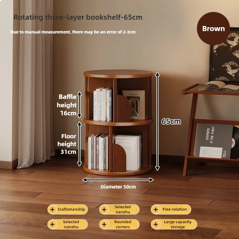 360° Rotating Bookshelf – Movable Storage Cabinet for Home & Living Room