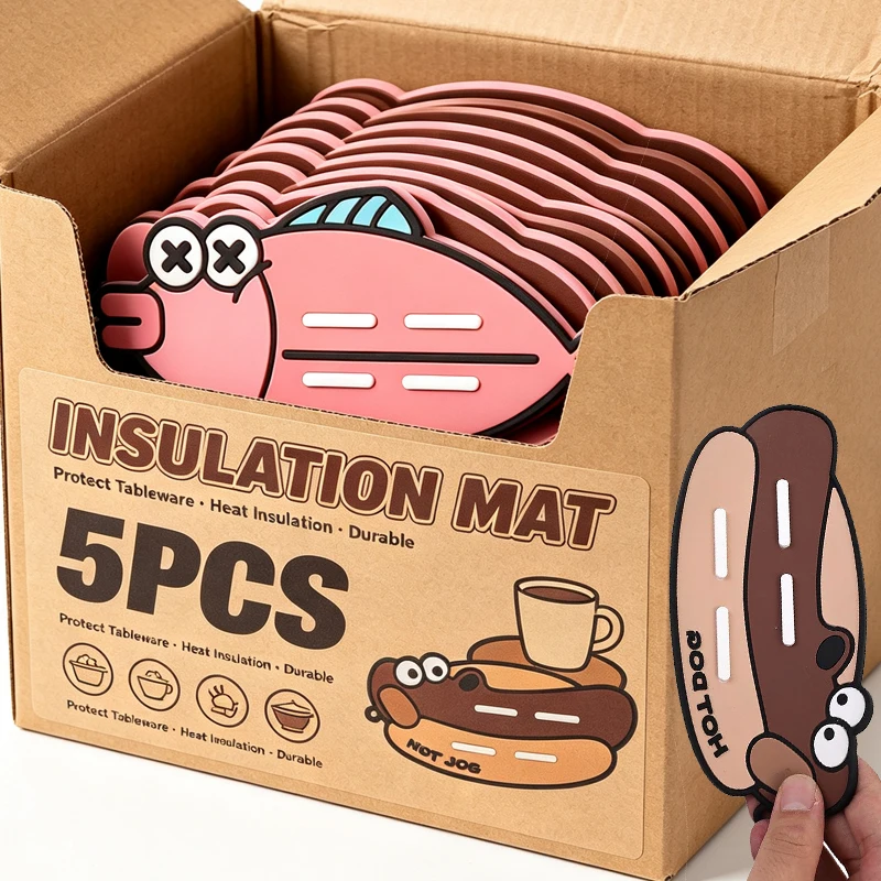 5/1x Cookware Heat Insulation Mats Tableware Draining Drying Pads Anti Scald Non Slip Cup Coasters Home Tabletop Decoration