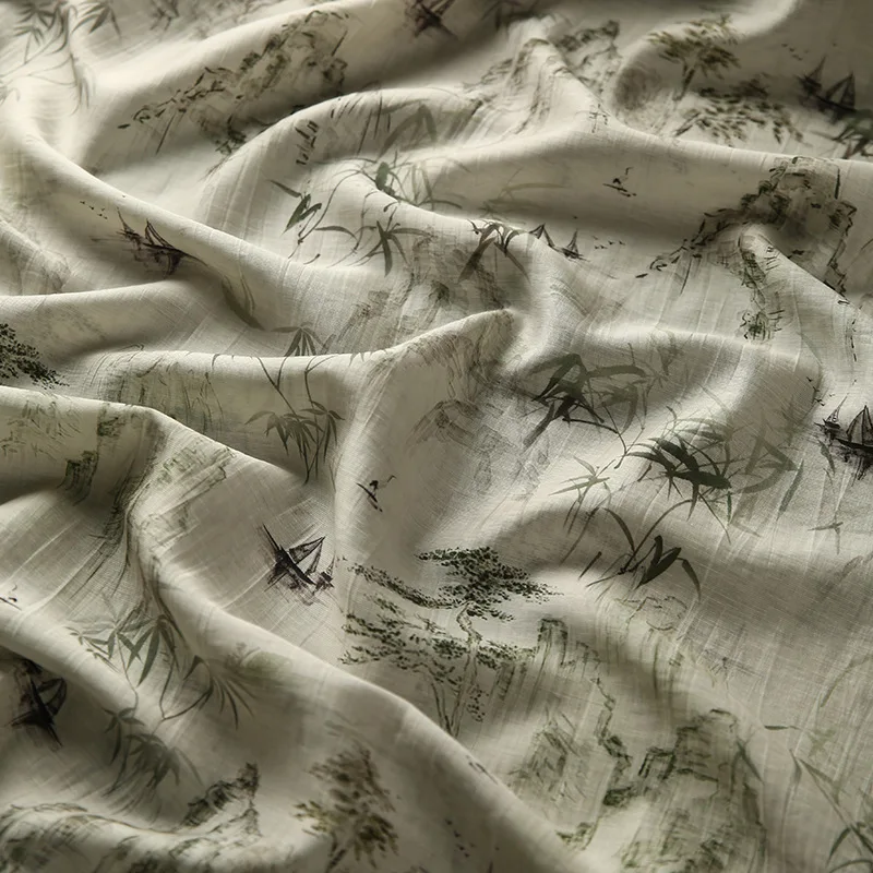 Dunne bedrukte linnen stof gaas rok Hanfu shirt nieuw Chinees