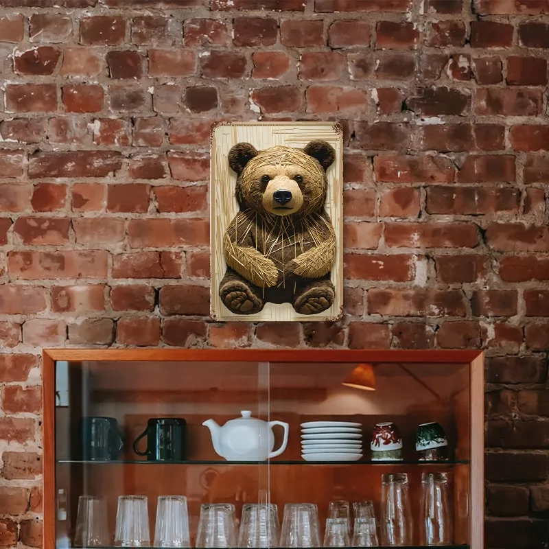 Rustic Bear Metal Tin Sign, 7.9x11.8