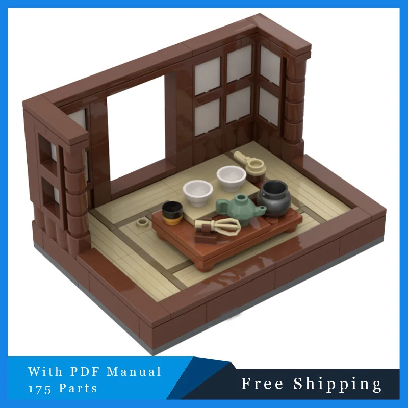 

175 PCS Creative Street View Bricks Brown Tea Room Modular Building Block Creative Modern Style Building Model Toy For Kids Gift