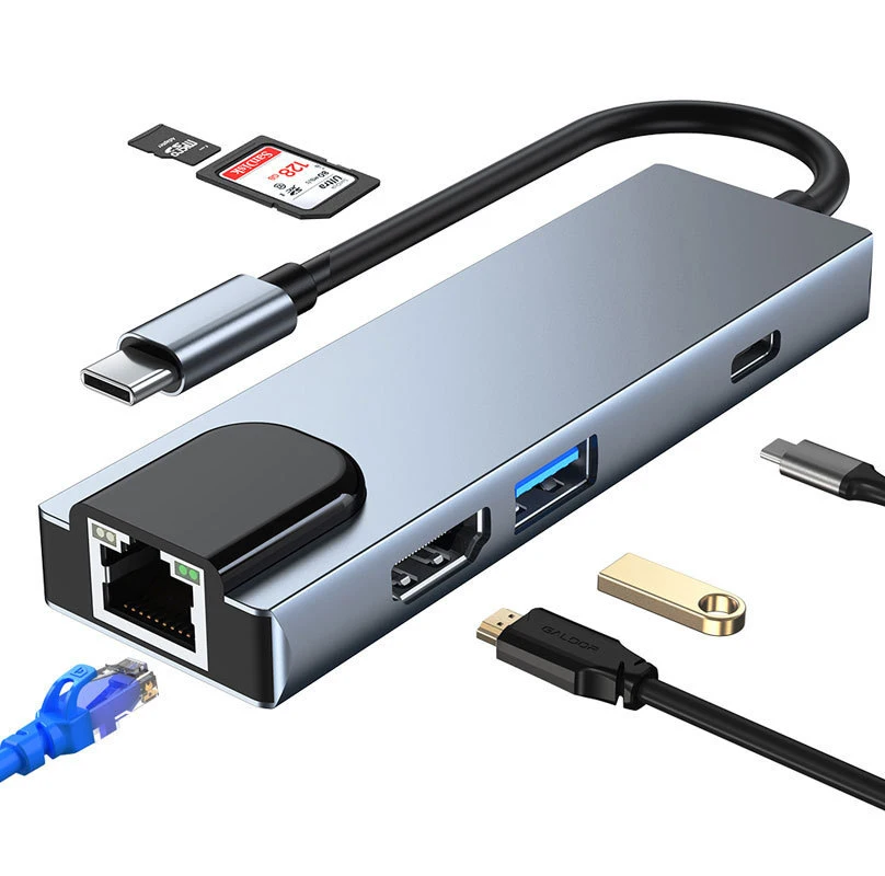 

Type-C 6-in-1 Expansion Dock USB3.1 To HD-L Network Card Laptop Multifunctional Expansion Dock