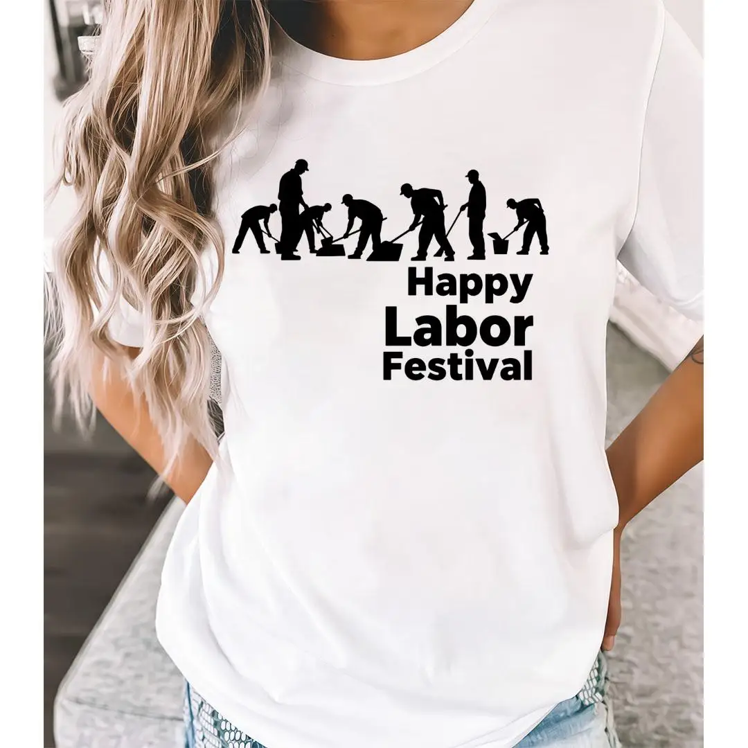 

Happy Labor Day T-Shirt Men's Women's Graphic Tee Labor Festival Funny Slogan Worker Appreciation Gift Top