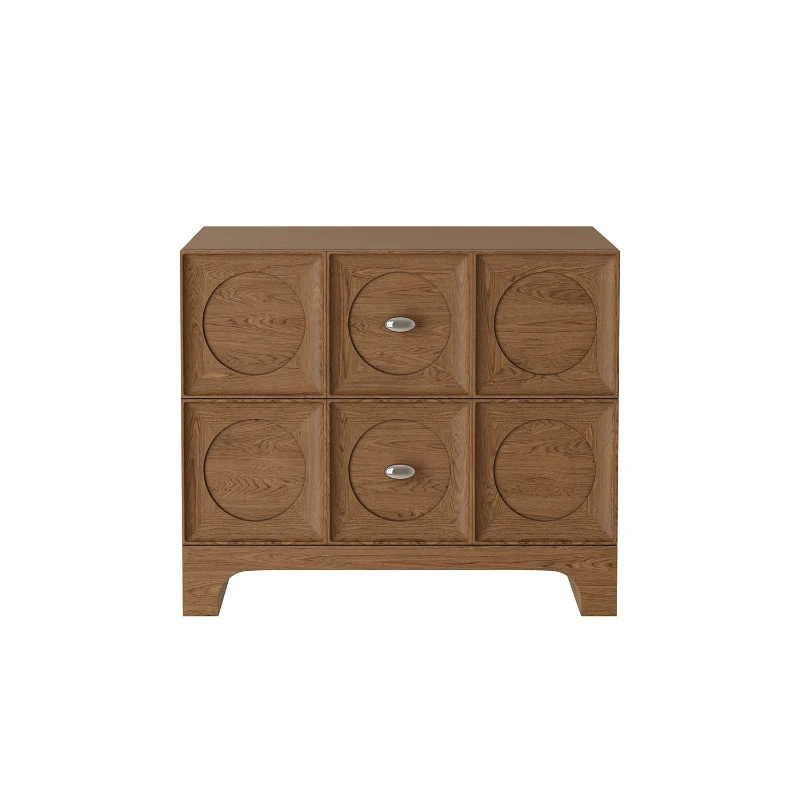 

Solid wood simple antique bedside table living room log art chest bedroom movable bedside table