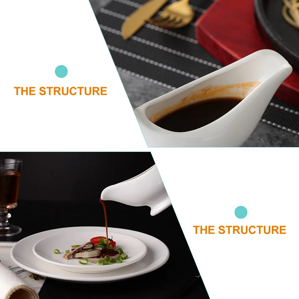 

White Ceramic Sauce Cup Household Condiment Cup Decorative Multi-Function Sauce Boat for Dining Room Hotel Outdoor Use