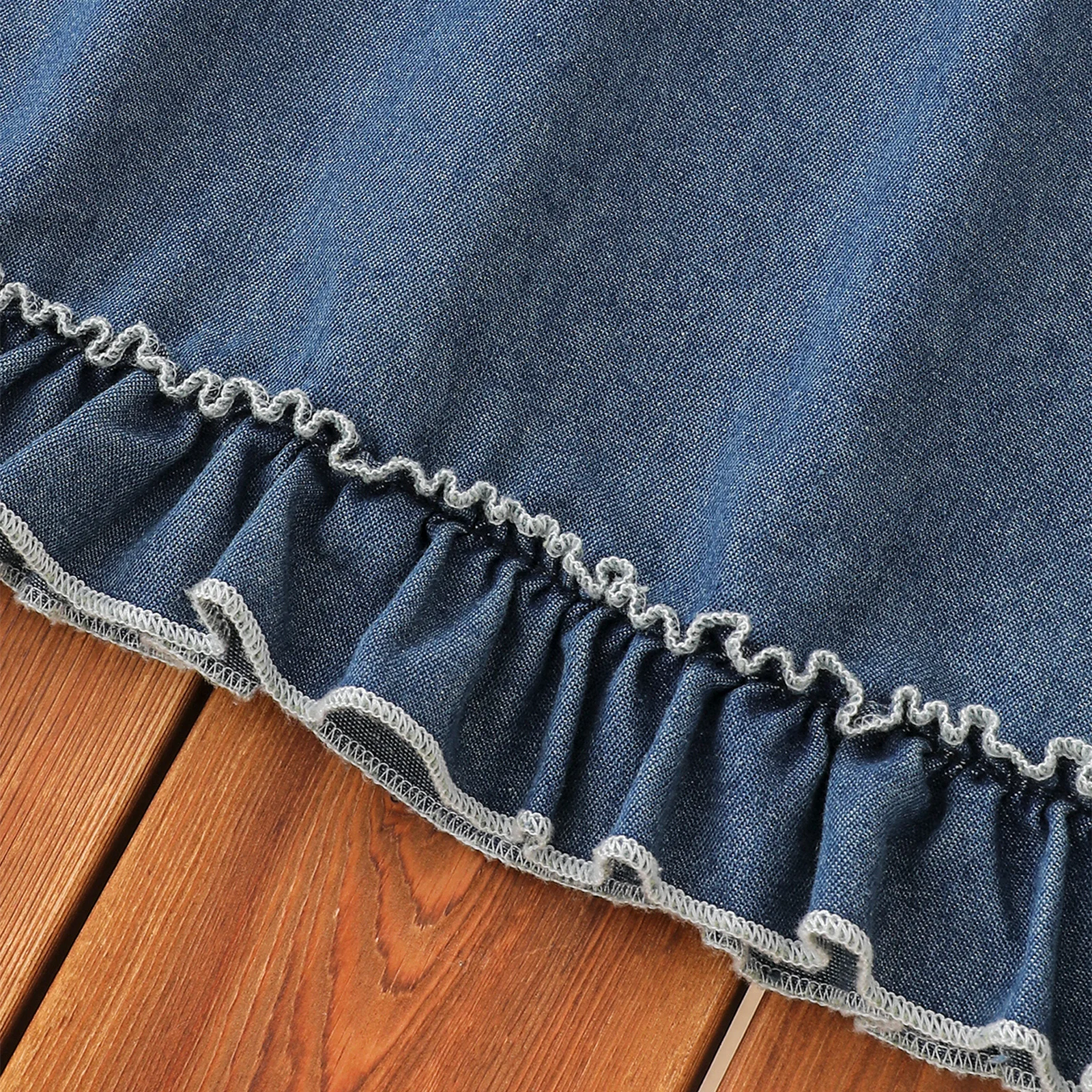 Summer female infant lace solid color sleeveless denim dress casual