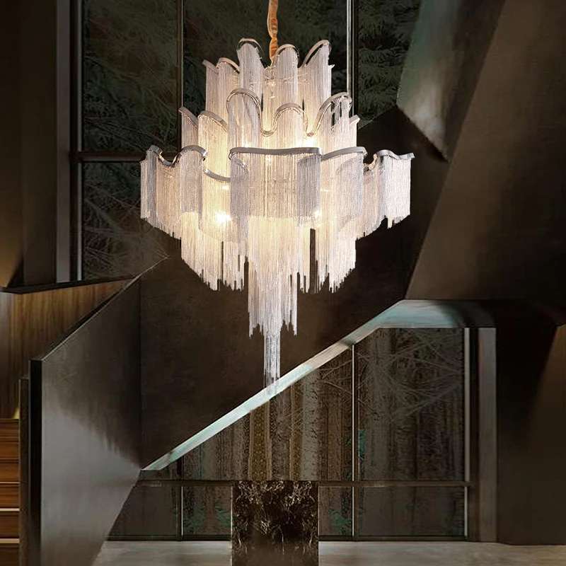 Aluminum Tassels LED Pendant Lights New Gold Lustres Chrome Hanging Lamps for Ceiling Modern Decoration Home Decor for Bedroom