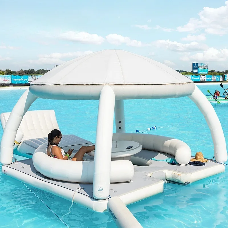 Outdoor Inflatable Water Shade Bar Tent Leisure and Entertainment Platform Inflatable Floating Table Floating Bed