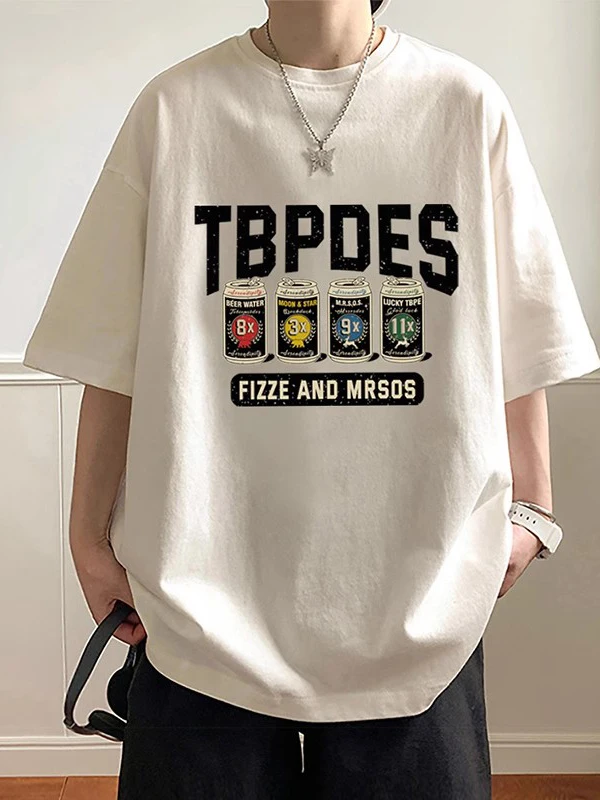

American Alphabet Printed Cotton Short-sleeved Men's T-shirt Street Fashion Outdoor Casual Versatile Breathable Comfortable Top