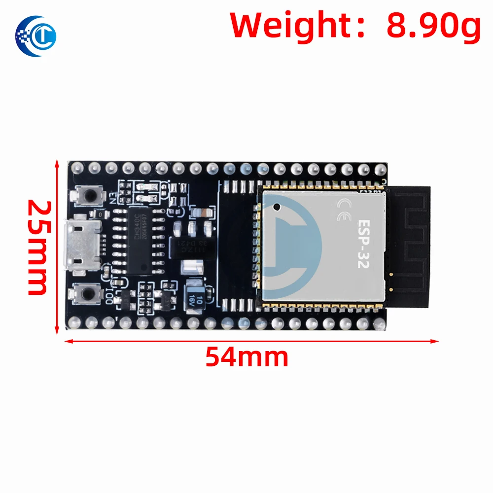 لوحة تطوير ESP32S/ESP-32U (CH340): بلوتوث واي فاي لاسلكي، ثنائي النواة + مضخم طاقة وفلتر (مايكرو USB)