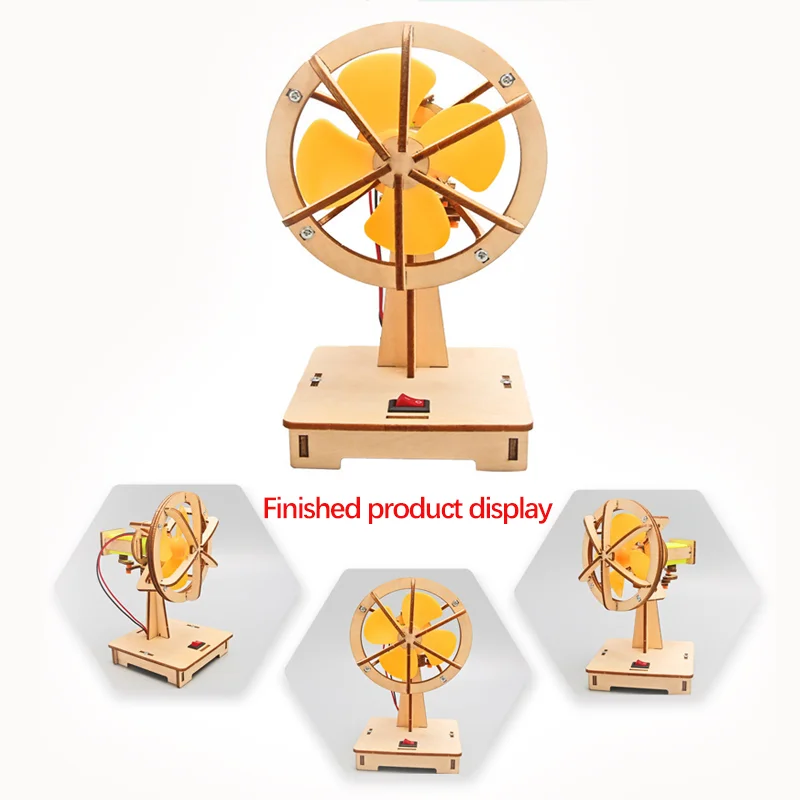 Children's Handmade Diy Electric Shaking Fan, Scientific Education Experiment Wooden Material Package Children's Assembled Toy