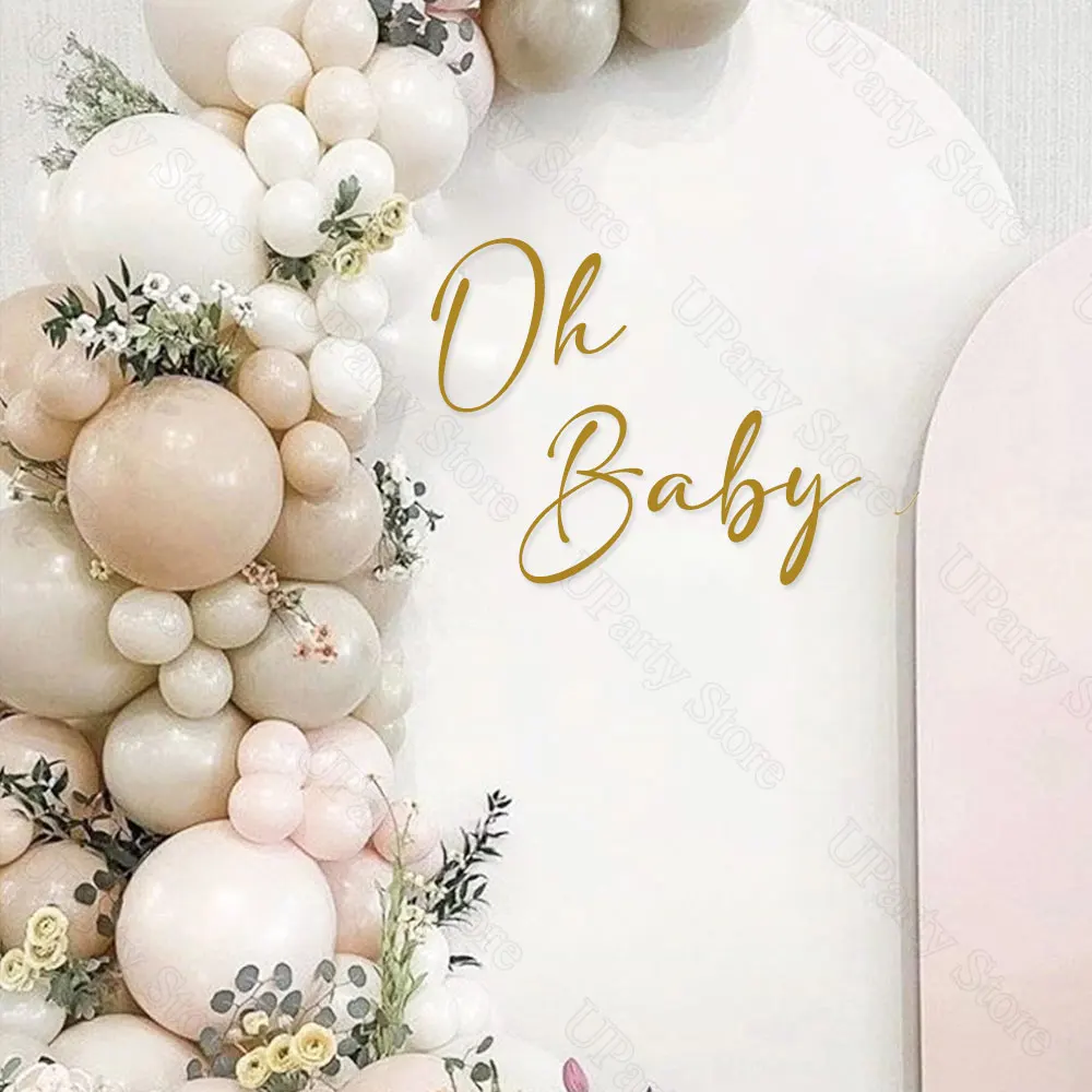 Oh Baby Shower Sign Sticker Oh Baby Themed Balloon Arch Backdrop Vinyl Stickers for Baby Shower Gender Reveal Birthday Decor