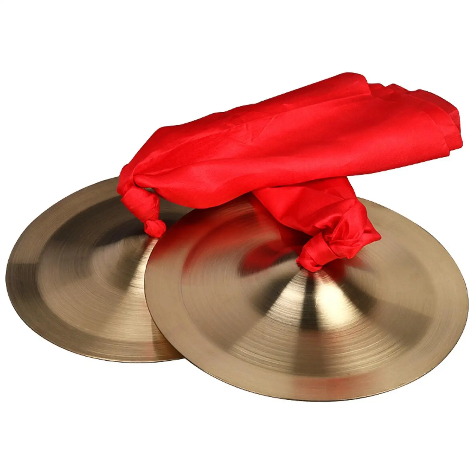 Hand Cymbals Polished with Red Ties Shiny Finger Cymbals for Artists, Students, Stage Performances, Ceremonies, School Practice