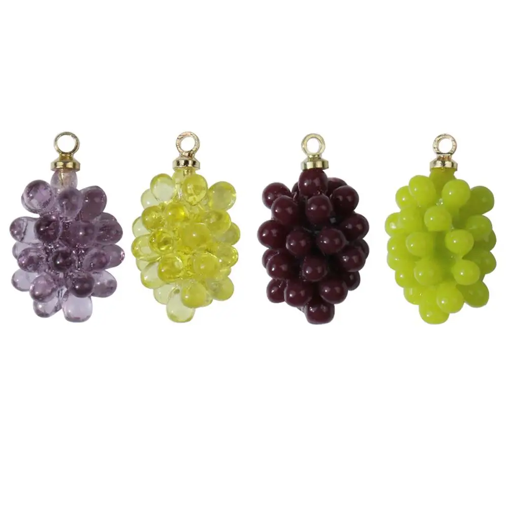 

4 Pcs Grape Shaped Resin Pendant Necklace Jewelry Making Supplies Light Compact Durable Bright Color Decorative Effect Bracelet