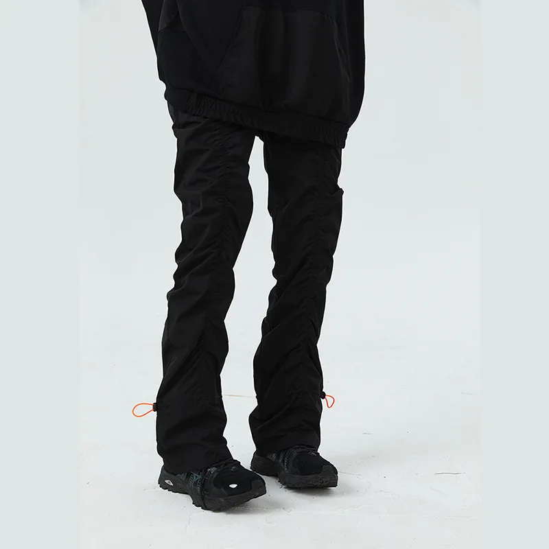 

Плиссированные длинные брюки Cleanfit American Dstring High Street Vibe Bla, расклешенные брюки с микро, свободные прямые брюки с высокой талией