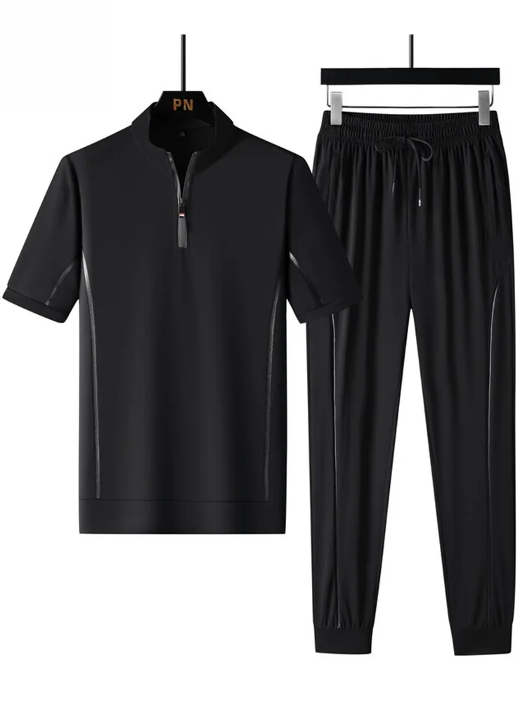 tucano-wooden-du-men's-summer-sportswear-set-casual-running-clothes-qui-dry-breathable-ort-sve-long-pants-two-piece-set