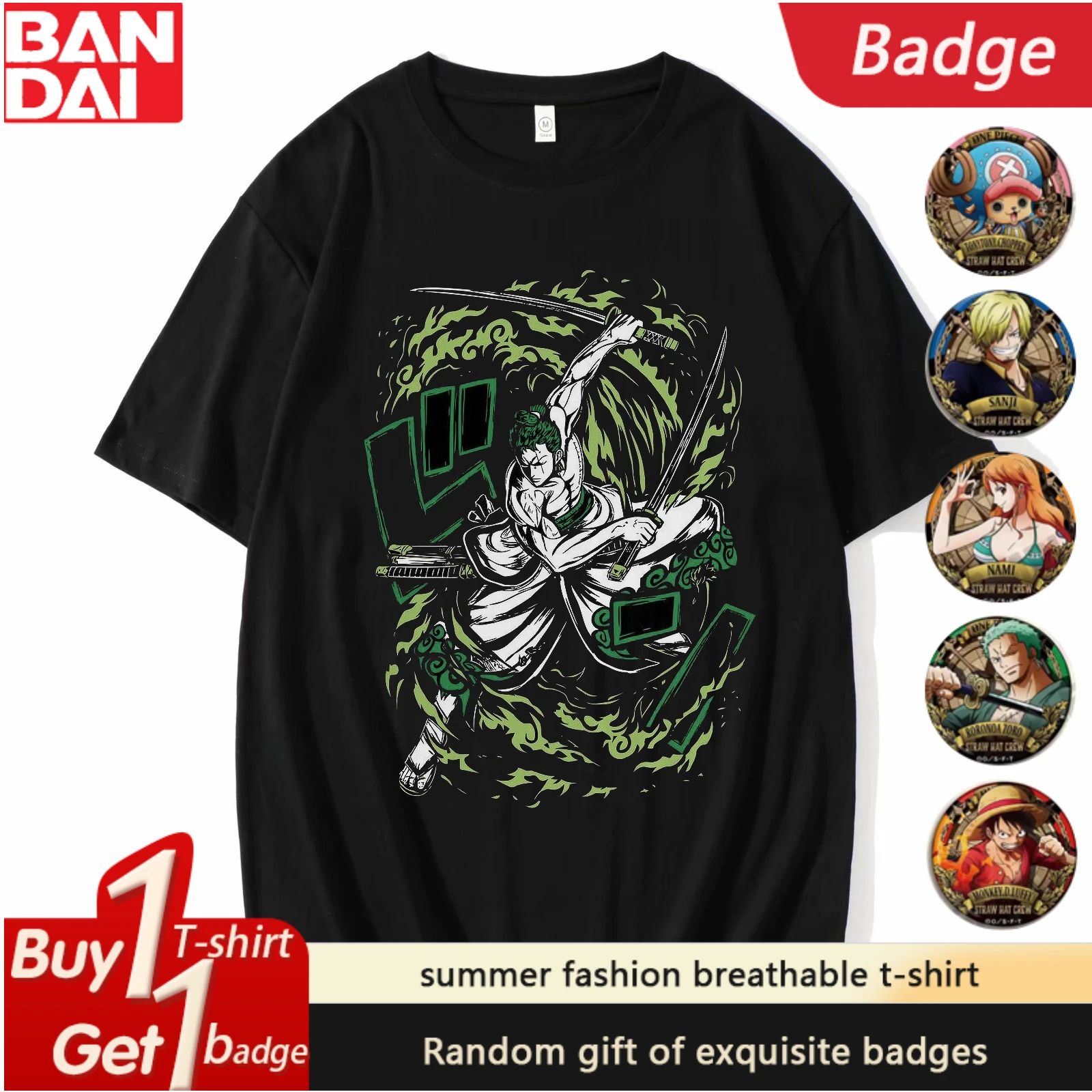 Kaus Sendi Anime ONE PIECE Mode Musim Panas Pria Pakaian Nika Luffy Essolon Dua Dimensi Lengan Pendek Atasan Sejuk Anak Laki-laki