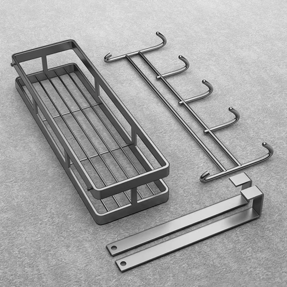 

1 Pack Detachable Storage Rack High Carbon Steel Hooks Gray Over Door ganizer Door Shelf Hooks Space Saving Tidy Up Your Home