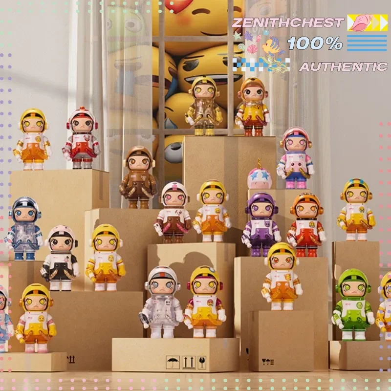 دمية POP MART Mega Space Molly الأصلية 100% × صندوق أعمى من سلسلة Emoji دمية عمل رائعة مثيرة للاهتمام لديكور المكتب والهدايا