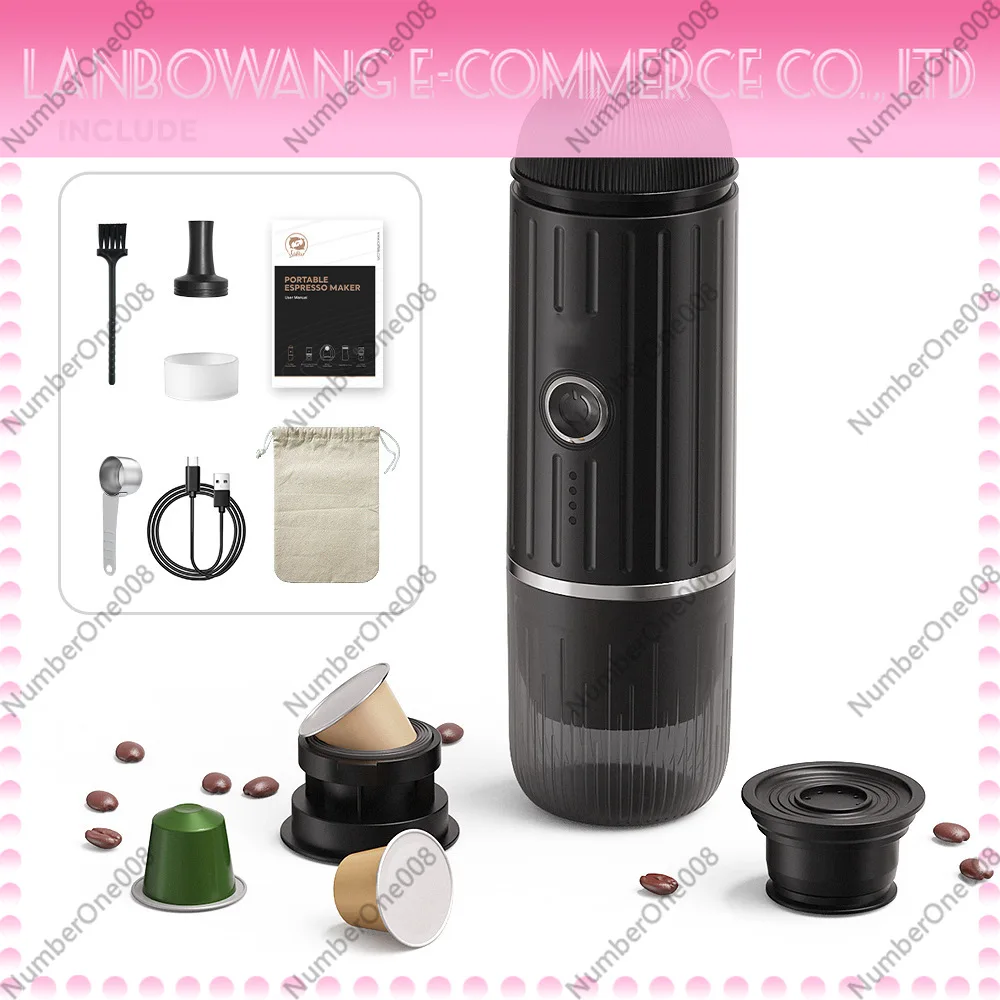 Portable Wireless Capsule Coffee Maker Car Outdoor Espresso Machine Electric Heating Coffee Brewer for Travel