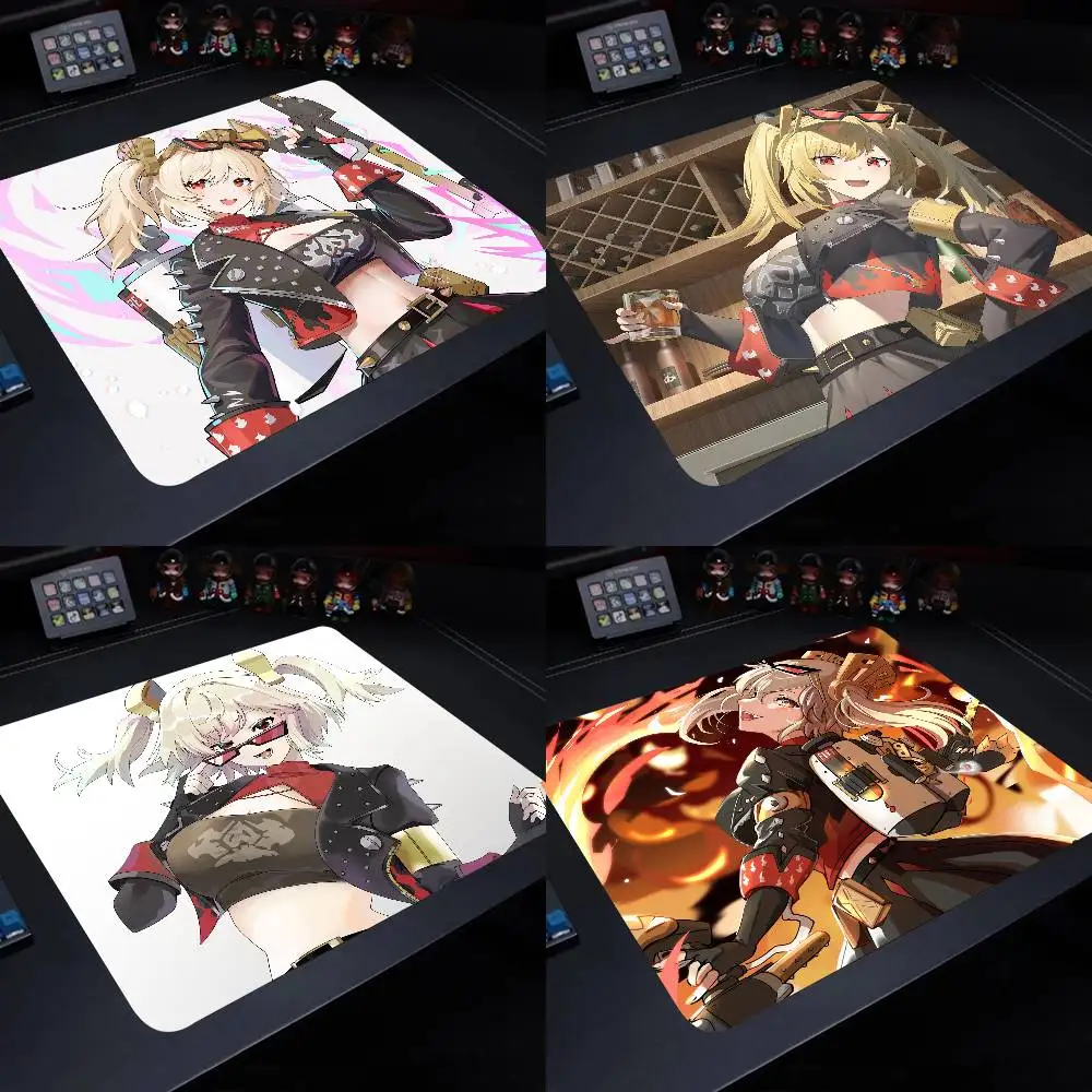 Burnice Zenless Zone Zero Mouse Pad 22X18 Square Computer Accessories Office Game Table Mats Rubber Anti-slip Mousepads