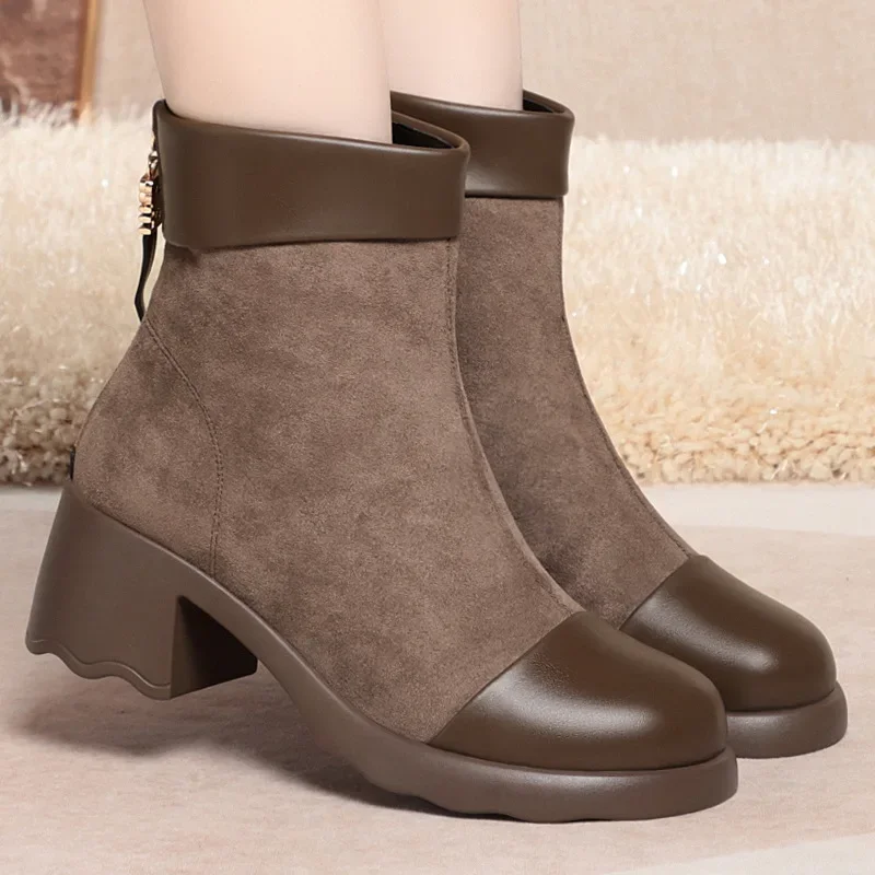 

Pop New Women's Boots Luxury Designer Boots-Women Female Shoes Winter Autumn Footwear Waterproof Platform Optional Velvet Heel 5