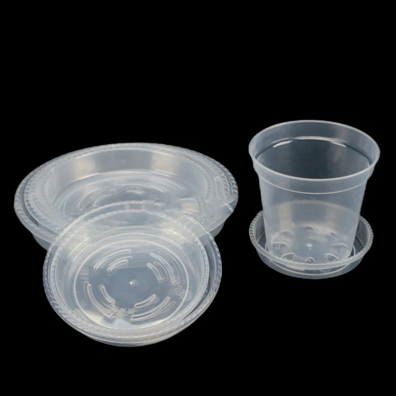 7/10/12cm Transparent Thickened Plastic Flowerpot With Tray Orchid Pot Succulent Rose Plant Root Maintenance C2