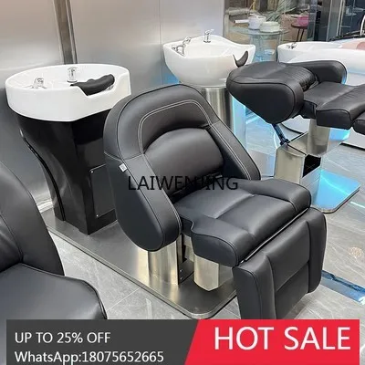 MJY Electric Shampoo Full Lying Flush Bed Barber Salon Stainless Steel Massage Bed