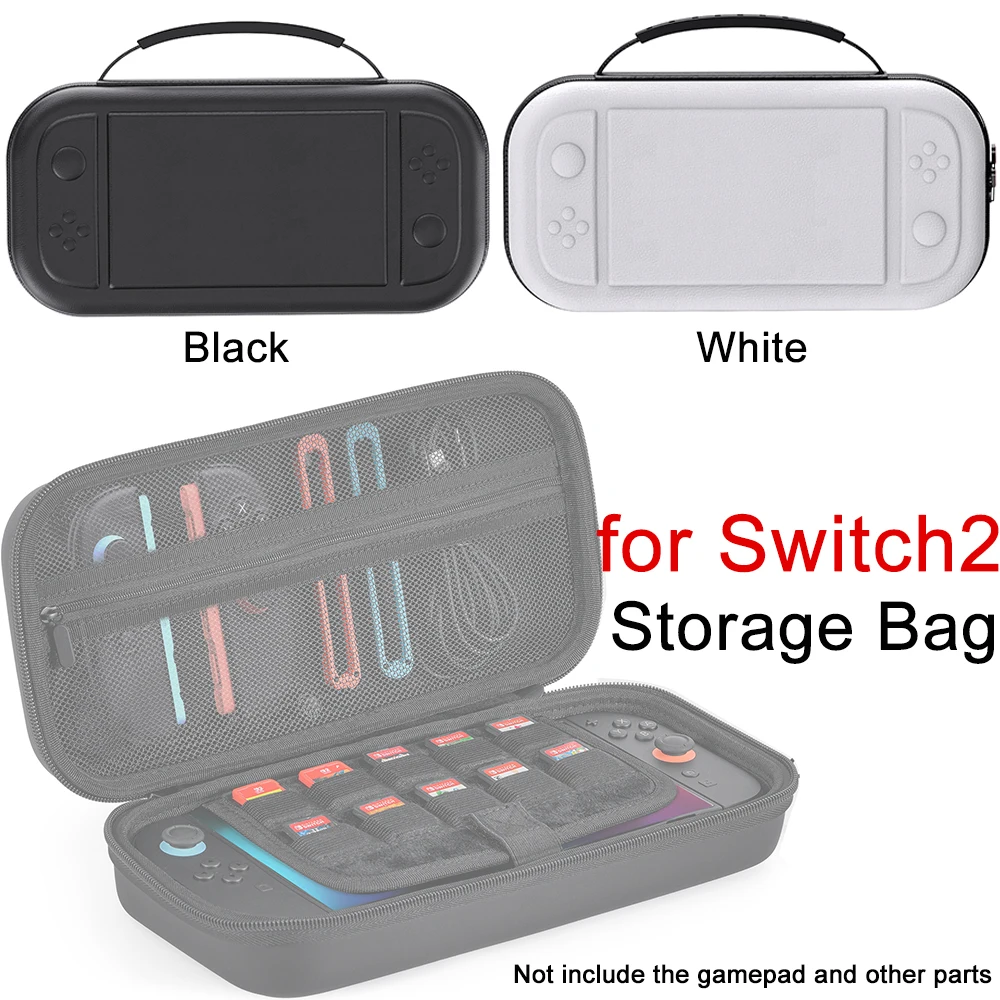 

Белая/черная сумка для хранения для Switch2, чехол для переноски с картой Solt, противоударный защитный чехол, сумка для геймпада из искусственной кожи