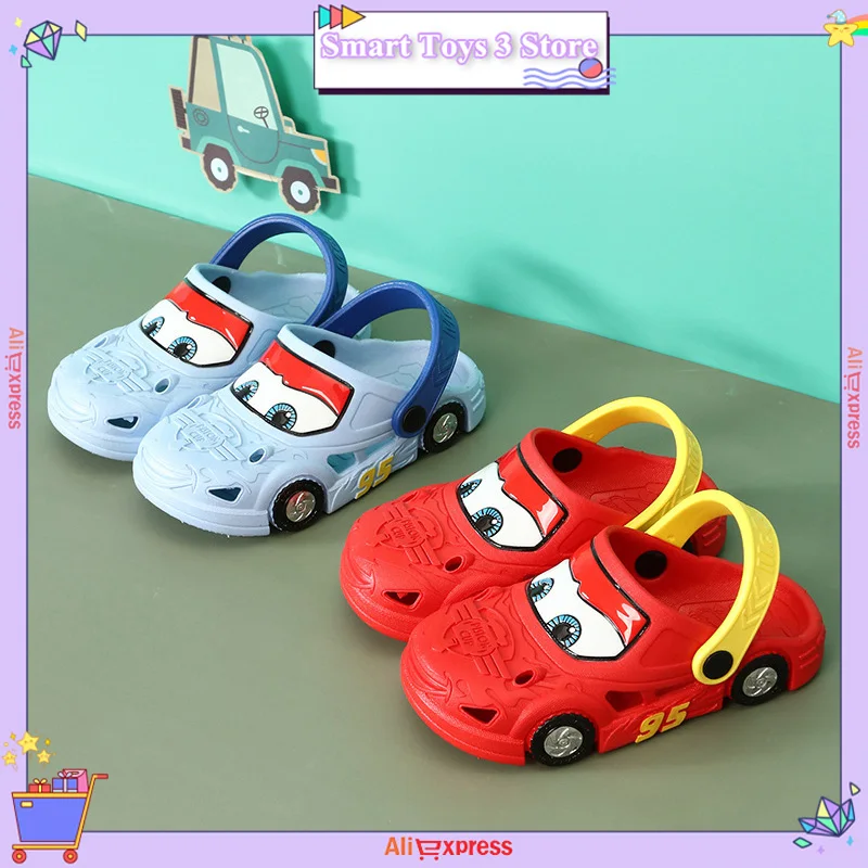 121228 Summer Cartoon Sandals Boys Girls Children Lightning Mcqueen Car Garden Beach Hole Shoes Gifts Anime Peripherals