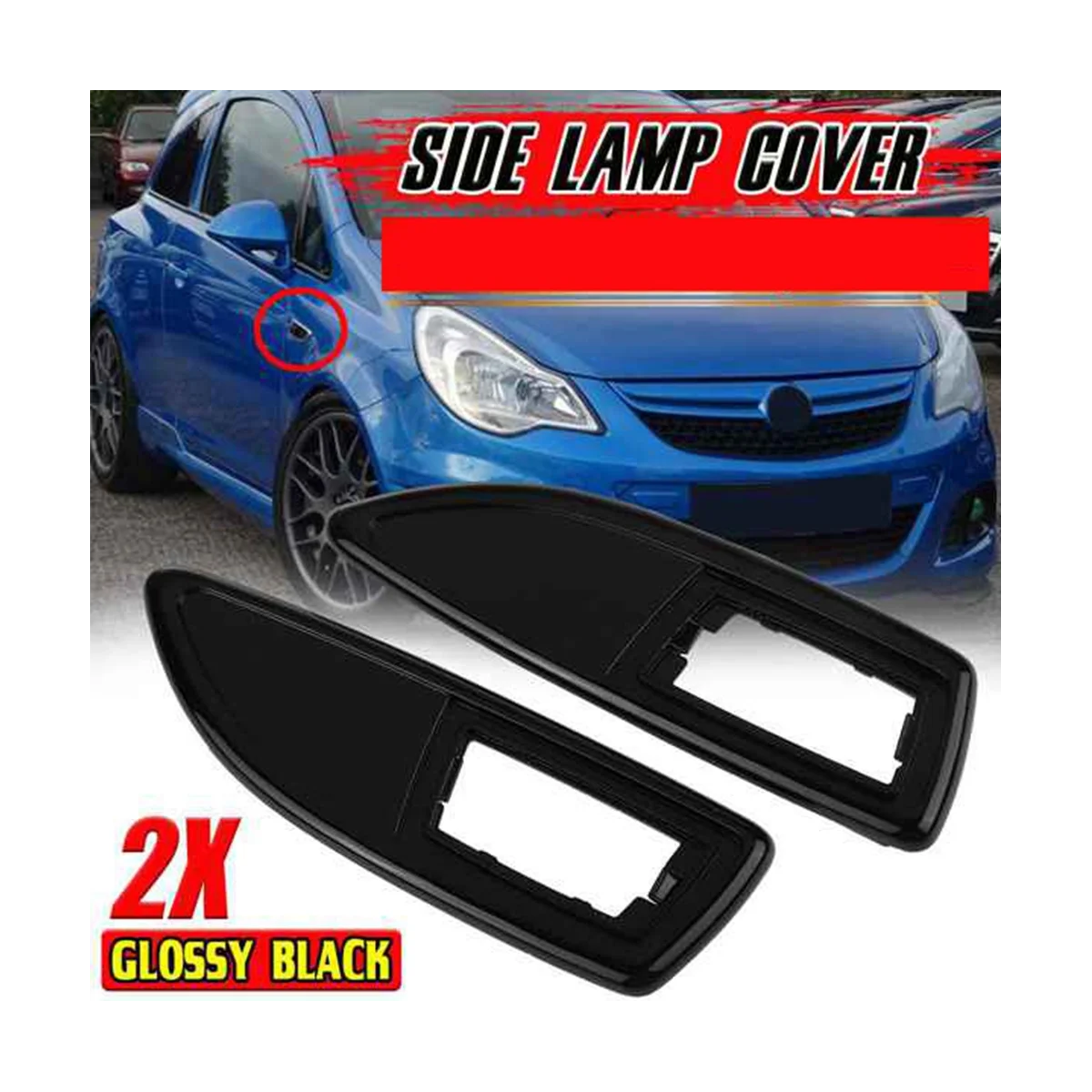 Car Glossy Black Side Lamp Cover Side Marker Light Cover for Vauxhall Corsa D/ VXR Astra H/J Zaf B Insignia Corsa E