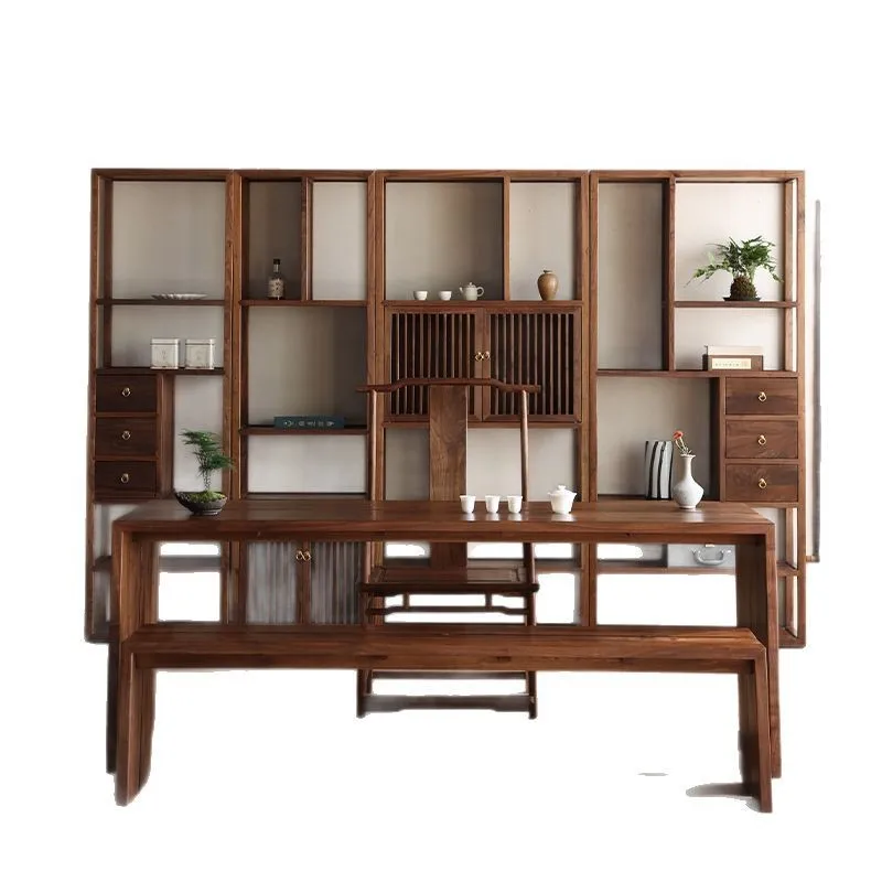 

Black walnut tea table new Chinese tea table chair