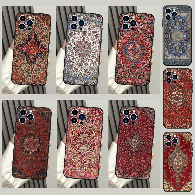 Persian carpet Floral pattern Cover For iPhone 16 15 12 13 Mini 11 12 13 14 Pro Max X XS Max Plus XR Phone Case