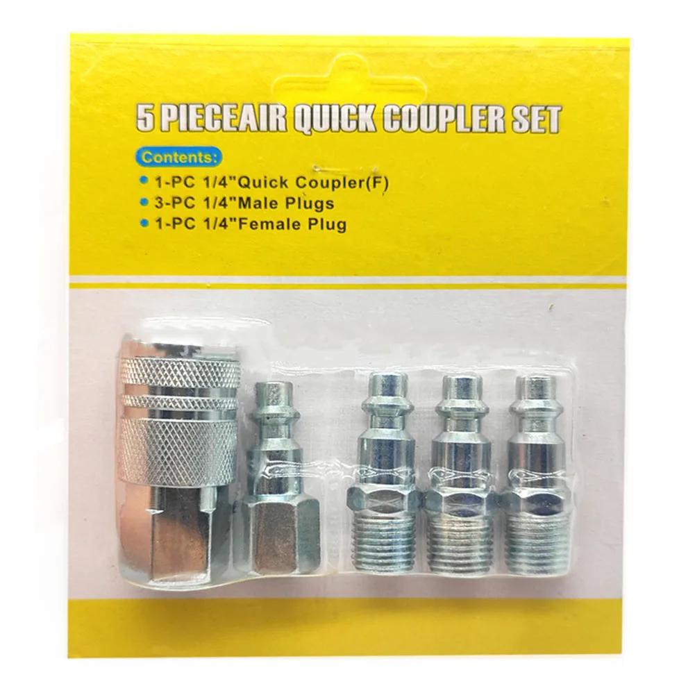 

5Pcs 1/4" Quick Coupler Set Solid Air Hose Plug Pins Rotate Air Hose Line End Connector Fittings For Compress Pneumatic Parts