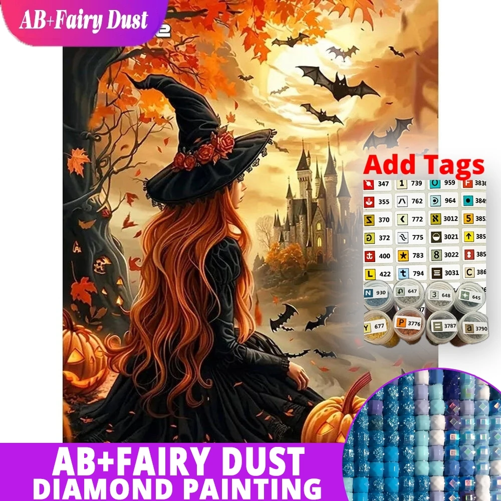 

AB Фея Пыль Женщина Алмазная Картина Портрет DIY Узор Для Взрослых Початковщиков Мозаика Замок Новое Прибытие Подарок на Хэллоуин
