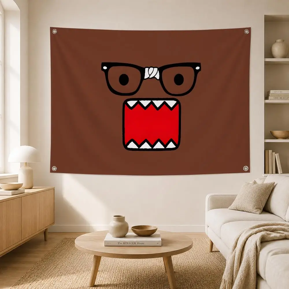 Character Domo-kun Flags Home Yard Garden Wall Hanging Flag Indoor Outdoor Banner Decor for Patio Backdrop Art
