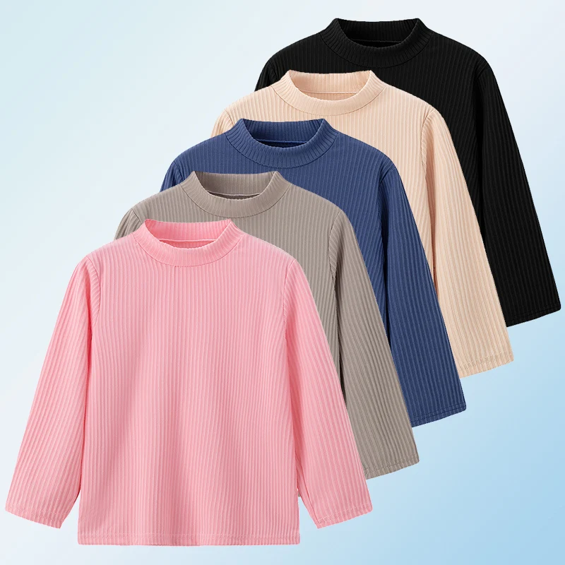 

1/3 упаковки, весна/лето 2026, новая детская разноцветная повседневная рубашка со средним воротником, спортивная футболка с длинными рукавами для мальчиков и девочек